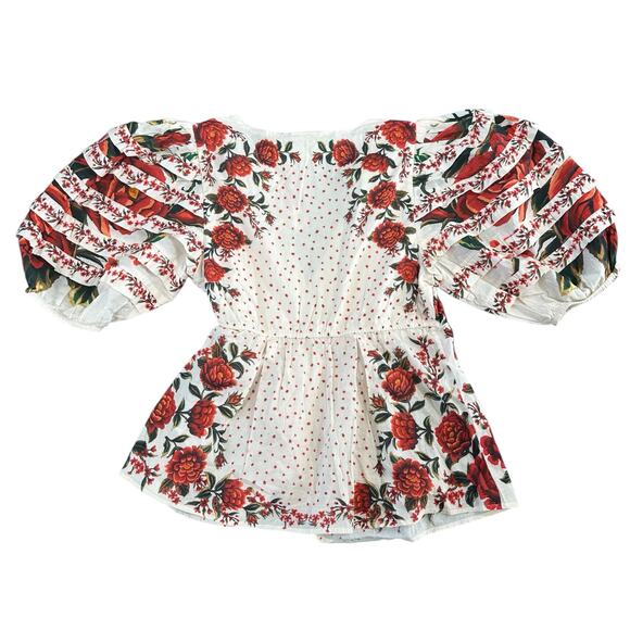 Farm Rio x Anthropologie Women's Floral Wrap Blouse Size M - Picture 3 of 9